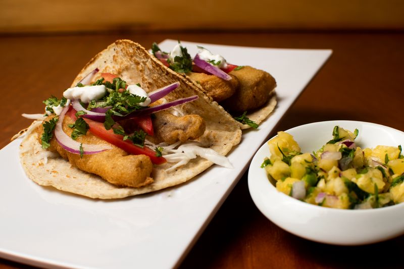 Cafe Rio crispy fish tacos with coleslaw